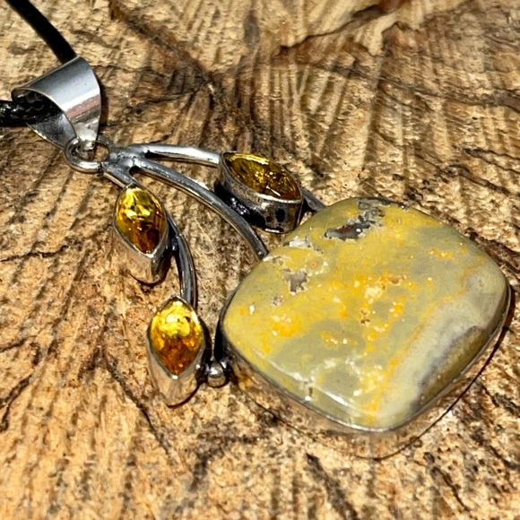 Indonesian Bumblebee Jasper Pendant 2 1/4” - Picture 8 of 15